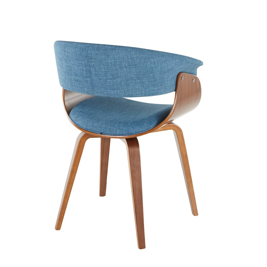 LumiSource Vintage Mod Chair | Walnut Wood and Blue Fabric | Dining & Accent Seating | 20 x 24 x 31 in | Model CH-VMONLWLBU