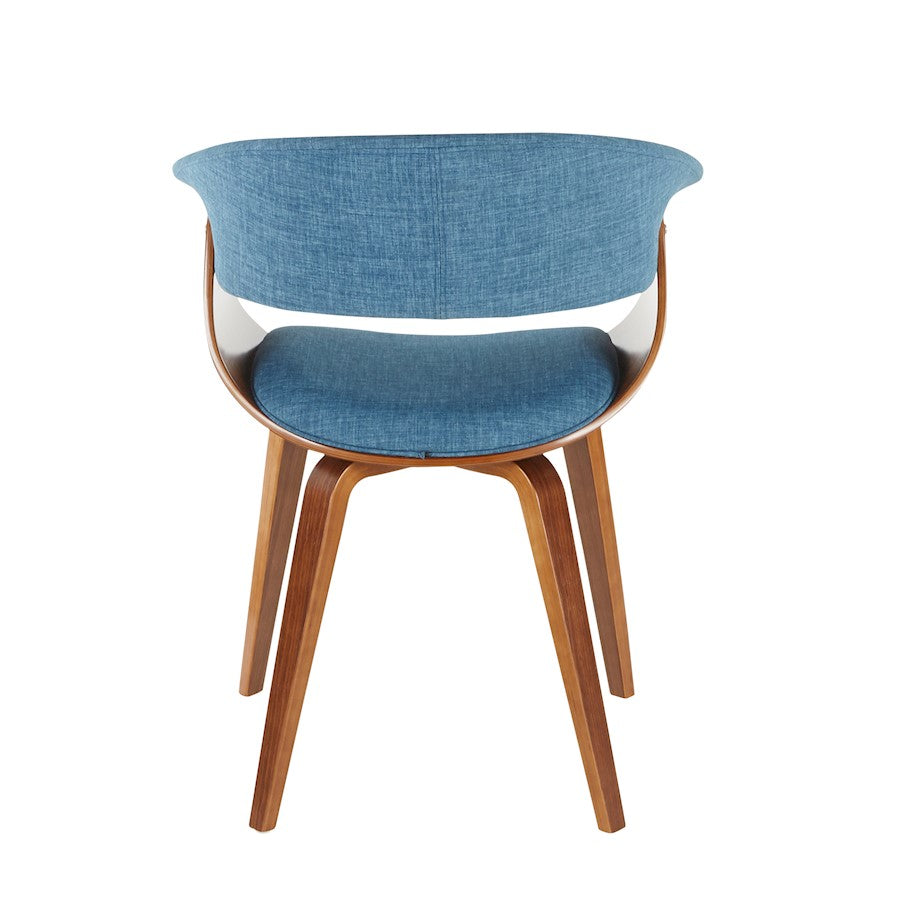 LumiSource Vintage Mod Chair | Walnut Wood and Blue Fabric | Dining & Accent Seating | 20 x 24 x 31 in | Model CH-VMONLWLBU
