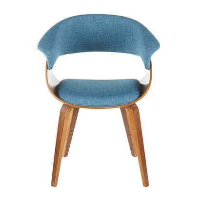 LumiSource Vintage Mod Chair | Walnut Wood and Blue Fabric | Dining & Accent Seating | 20 x 24 x 31 in | Model CH-VMONLWLBU