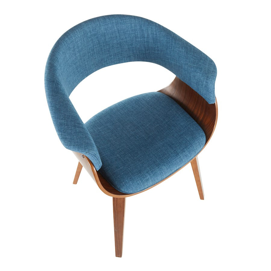 LumiSource Vintage Mod Chair | Walnut Wood and Blue Fabric | Dining & Accent Seating | 20 x 24 x 31 in | Model CH-VMONLWLBU