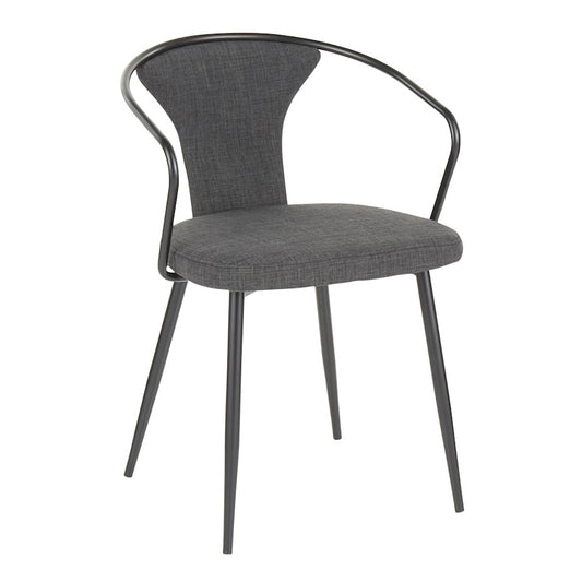 LumiSource Waco Upholstered Chair | Black Metal and Dark Grey Fabric | Kitchen & Dining Room Seating | 20 x 20 x 29 in | Model CH-WACOUPBKDGY