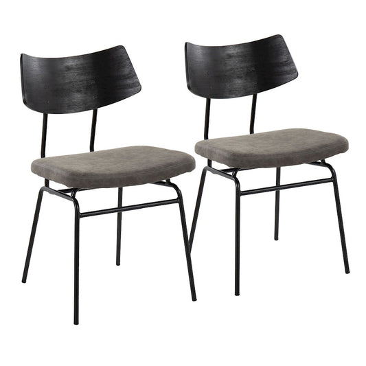 LumiSource Walker Chair Set of 2 | Mid-Century Black Metal & Dark Grey PU | Dining Room & Living Room Seating | 18 x 20 x 31 in | Model CH-WALKERBKGY2
