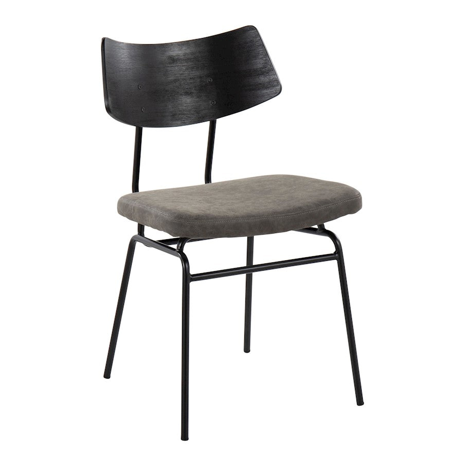 LumiSource Walker Chair Set of 2 | Mid-Century Black Metal & Dark Grey PU | Dining Room & Living Room Seating | 18 x 20 x 31 in | Model CH-WALKERBKGY2