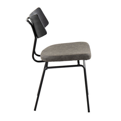 LumiSource Walker Chair Set of 2 | Mid-Century Black Metal & Dark Grey PU | Dining Room & Living Room Seating | 18 x 20 x 31 in | Model CH-WALKERBKGY2