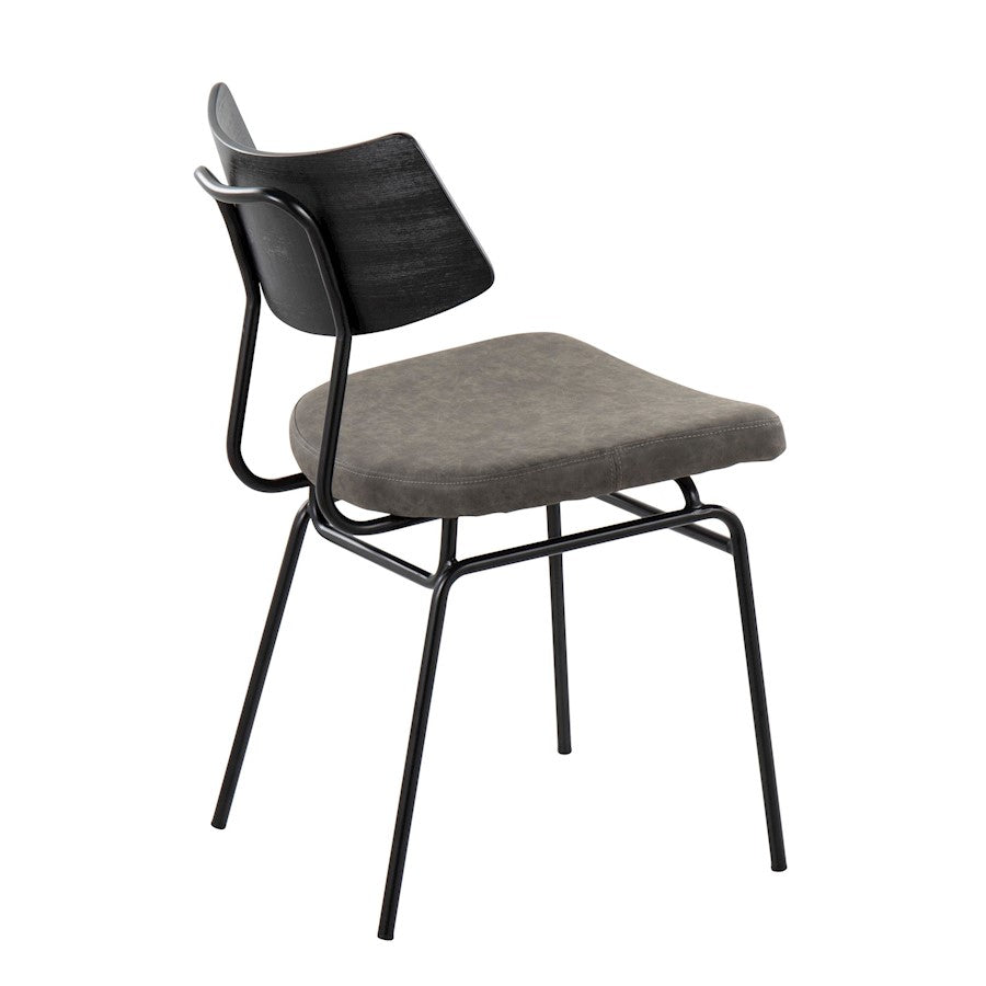 LumiSource Walker Chair Set of 2 | Mid-Century Black Metal & Dark Grey PU | Dining Room & Living Room Seating | 18 x 20 x 31 in | Model CH-WALKERBKGY2