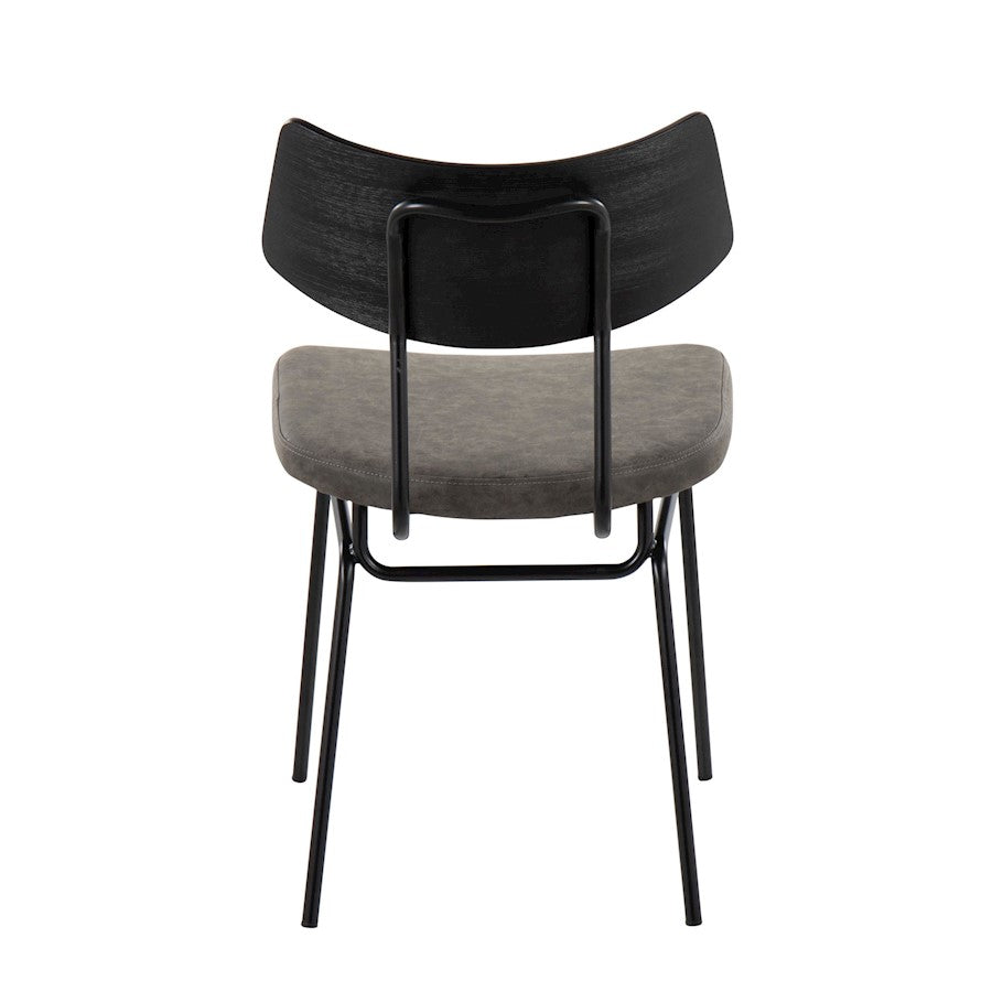 LumiSource Walker Chair Set of 2 | Mid-Century Black Metal & Dark Grey PU | Dining Room & Living Room Seating | 18 x 20 x 31 in | Model CH-WALKERBKGY2