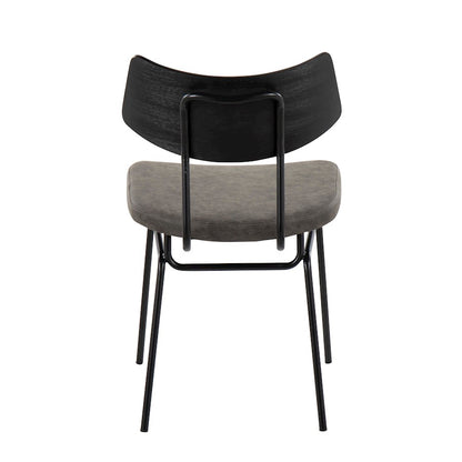 LumiSource Walker Chair Set of 2 | Mid-Century Black Metal & Dark Grey PU | Dining Room & Living Room Seating | 18 x 20 x 31 in | Model CH-WALKERBKGY2
