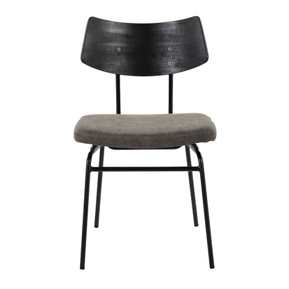 LumiSource Walker Chair Set of 2 | Mid-Century Black Metal & Dark Grey PU | Dining Room & Living Room Seating | 18 x 20 x 31 in | Model CH-WALKERBKGY2