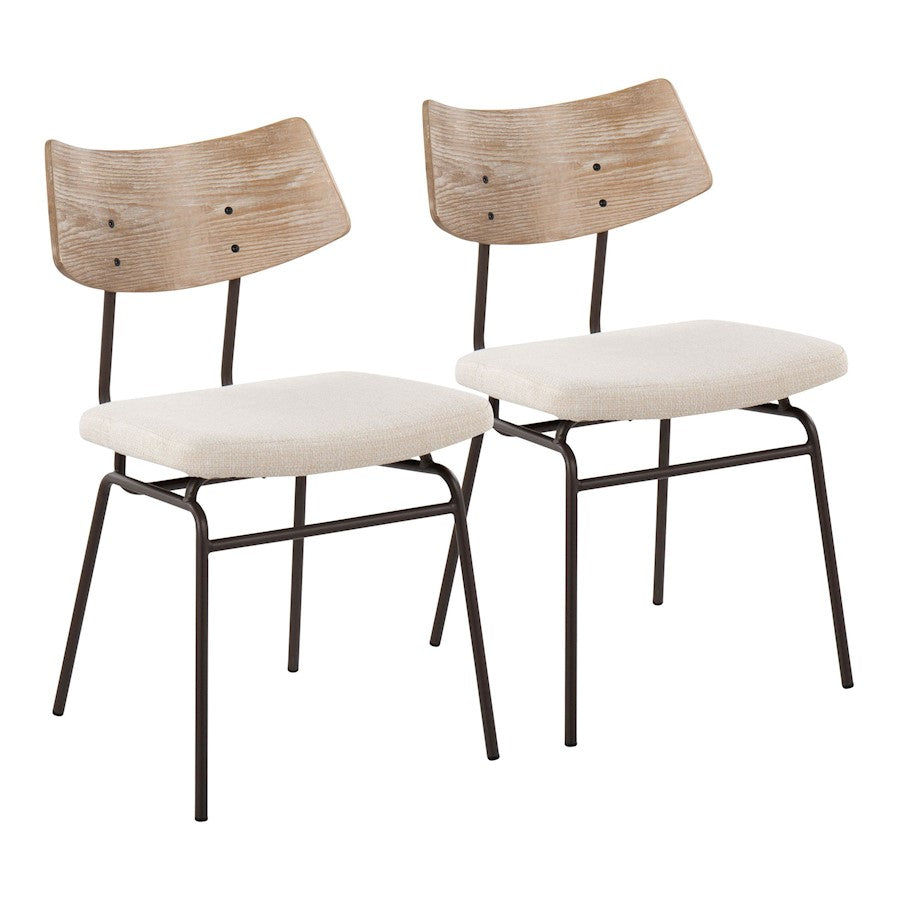 LumiSource Walker Chair Set of 2 | Mid-Century Brown Metal & Cream Fabric | Dining Room & Living Room Seating | 18 x 20 x 31 in | Model CH-WALKERBNCR2