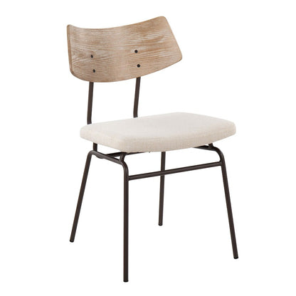 LumiSource Walker Chair Set of 2 | Mid-Century Brown Metal & Cream Fabric | Dining Room & Living Room Seating | 18 x 20 x 31 in | Model CH-WALKERBNCR2