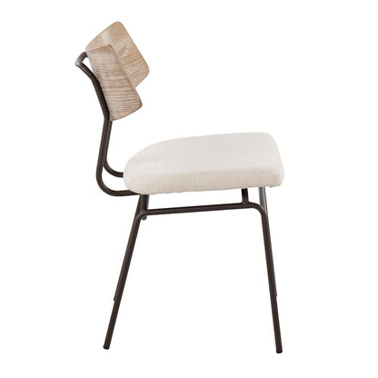 LumiSource Walker Chair Set of 2 | Mid-Century Brown Metal & Cream Fabric | Dining Room & Living Room Seating | 18 x 20 x 31 in | Model CH-WALKERBNCR2