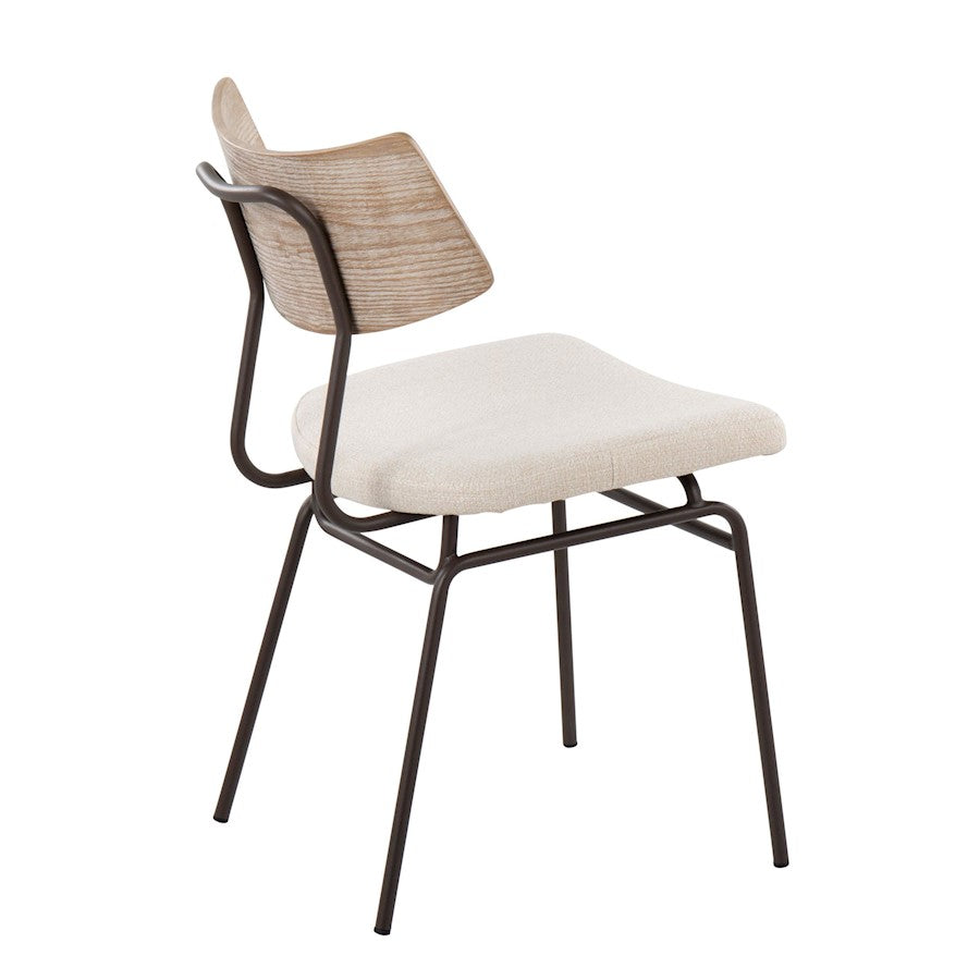 LumiSource Walker Chair Set of 2 | Mid-Century Brown Metal & Cream Fabric | Dining Room & Living Room Seating | 18 x 20 x 31 in | Model CH-WALKERBNCR2