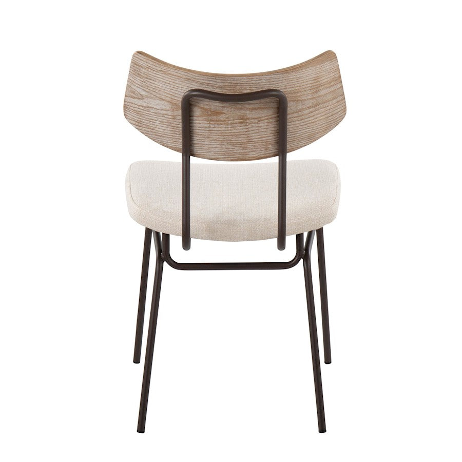 LumiSource Walker Chair Set of 2 | Mid-Century Brown Metal & Cream Fabric | Dining Room & Living Room Seating | 18 x 20 x 31 in | Model CH-WALKERBNCR2