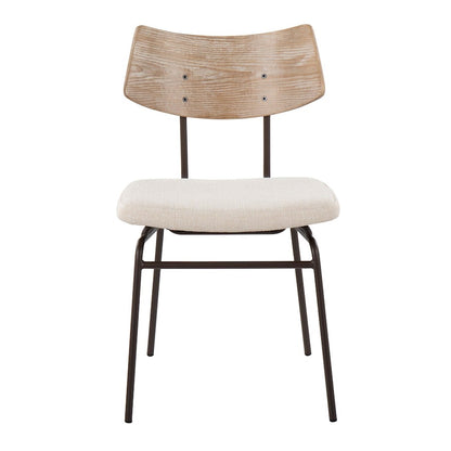 LumiSource Walker Chair Set of 2 | Mid-Century Brown Metal & Cream Fabric | Dining Room & Living Room Seating | 18 x 20 x 31 in | Model CH-WALKERBNCR2