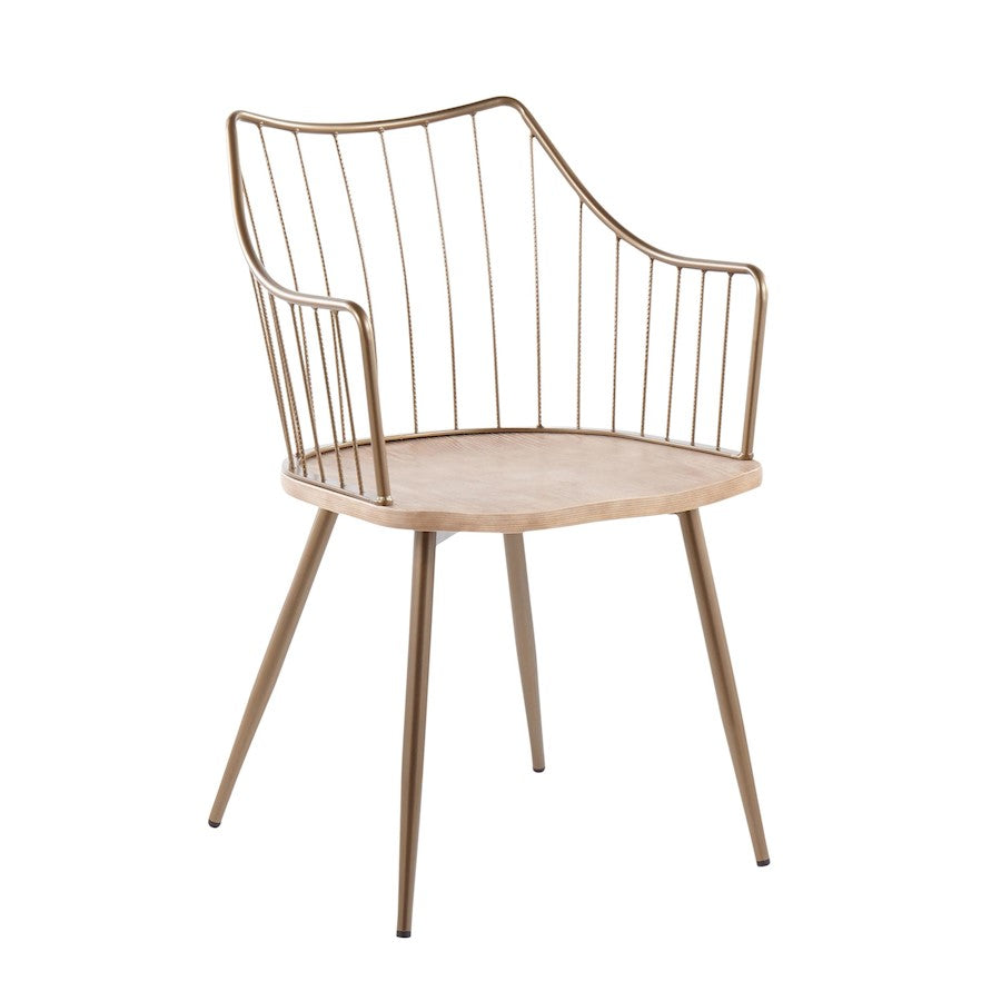 LumiSource Winston Chair | Farmhouse Antique Copper Metal & White Washed Wood | Dining Room & Accent Seating | Model CH-WINSTONANCUWW