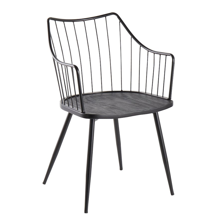 LumiSource Winston Chair | Farmhouse Black Metal & Black Wood | Dining Room & Accent Seating | 20 x 21 x 32 in | Model CH-WINSTONBKBK
