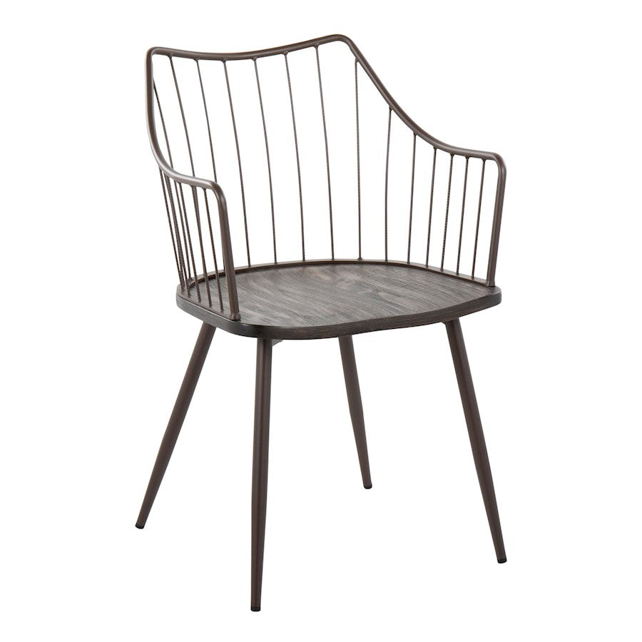 LumiSource Winston Chair | Farmhouse Brown Metal & Dark Walnut Wood | Dining & Living Room Seating | 21 x 20 x 32 in | Model CH-WINSTONBNWL