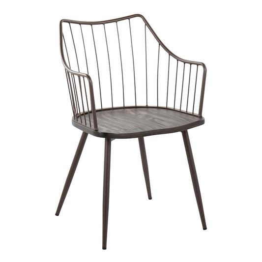 LumiSource Winston Chair | Farmhouse Brown Metal & Dark Walnut Wood | Dining & Living Room Seating | 21 x 20 x 32 in | Model CH-WINSTONBNWL