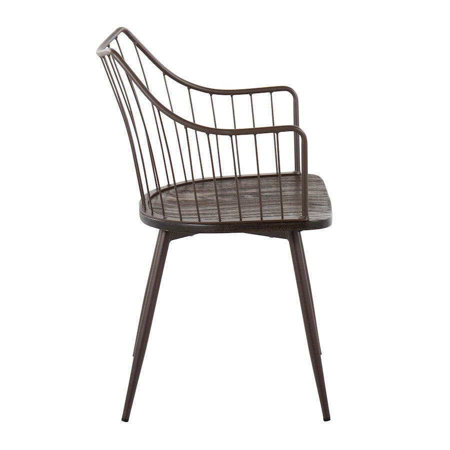 LumiSource Winston Chair | Farmhouse Brown Metal & Dark Walnut Wood | Dining & Living Room Seating | 21 x 20 x 32 in | Model CH-WINSTONBNWL
