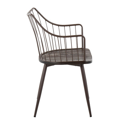 LumiSource Winston Chair | Farmhouse Brown Metal & Dark Walnut Wood | Dining & Living Room Seating | 21 x 20 x 32 in | Model CH-WINSTONBNWL