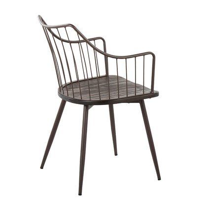 LumiSource Winston Chair | Farmhouse Brown Metal & Dark Walnut Wood | Dining & Living Room Seating | 21 x 20 x 32 in | Model CH-WINSTONBNWL