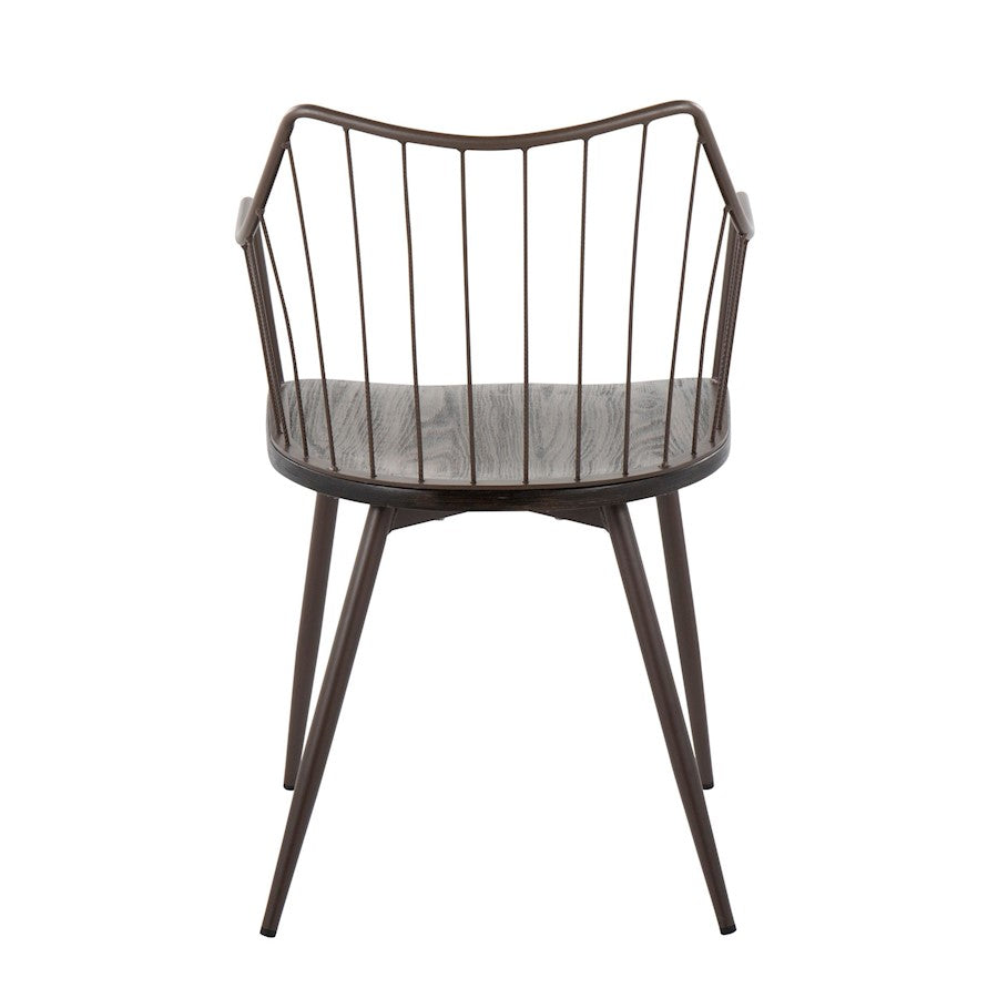 LumiSource Winston Chair | Farmhouse Brown Metal & Dark Walnut Wood | Dining & Living Room Seating | 21 x 20 x 32 in | Model CH-WINSTONBNWL