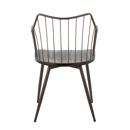 LumiSource Winston Chair | Farmhouse Brown Metal & Dark Walnut Wood | Dining & Living Room Seating | 21 x 20 x 32 in | Model CH-WINSTONBNWL