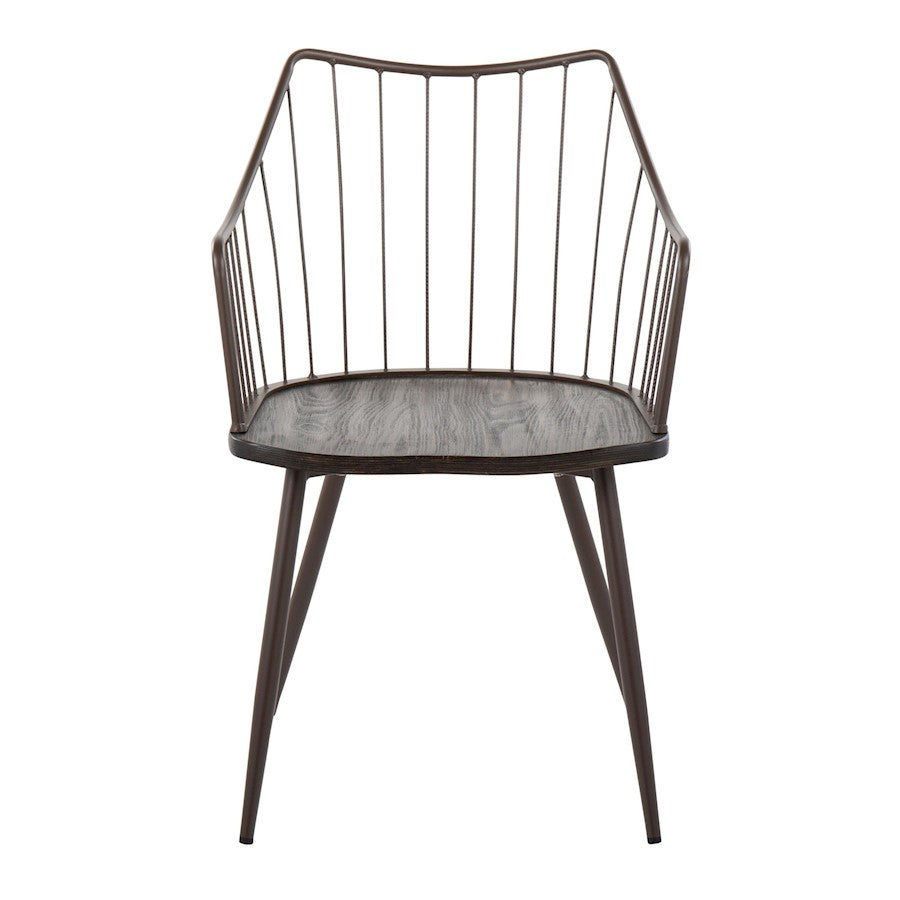 LumiSource Winston Chair | Farmhouse Brown Metal & Dark Walnut Wood | Dining & Living Room Seating | 21 x 20 x 32 in | Model CH-WINSTONBNWL
