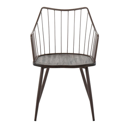 LumiSource Winston Chair | Farmhouse Brown Metal & Dark Walnut Wood | Dining & Living Room Seating | 21 x 20 x 32 in | Model CH-WINSTONBNWL