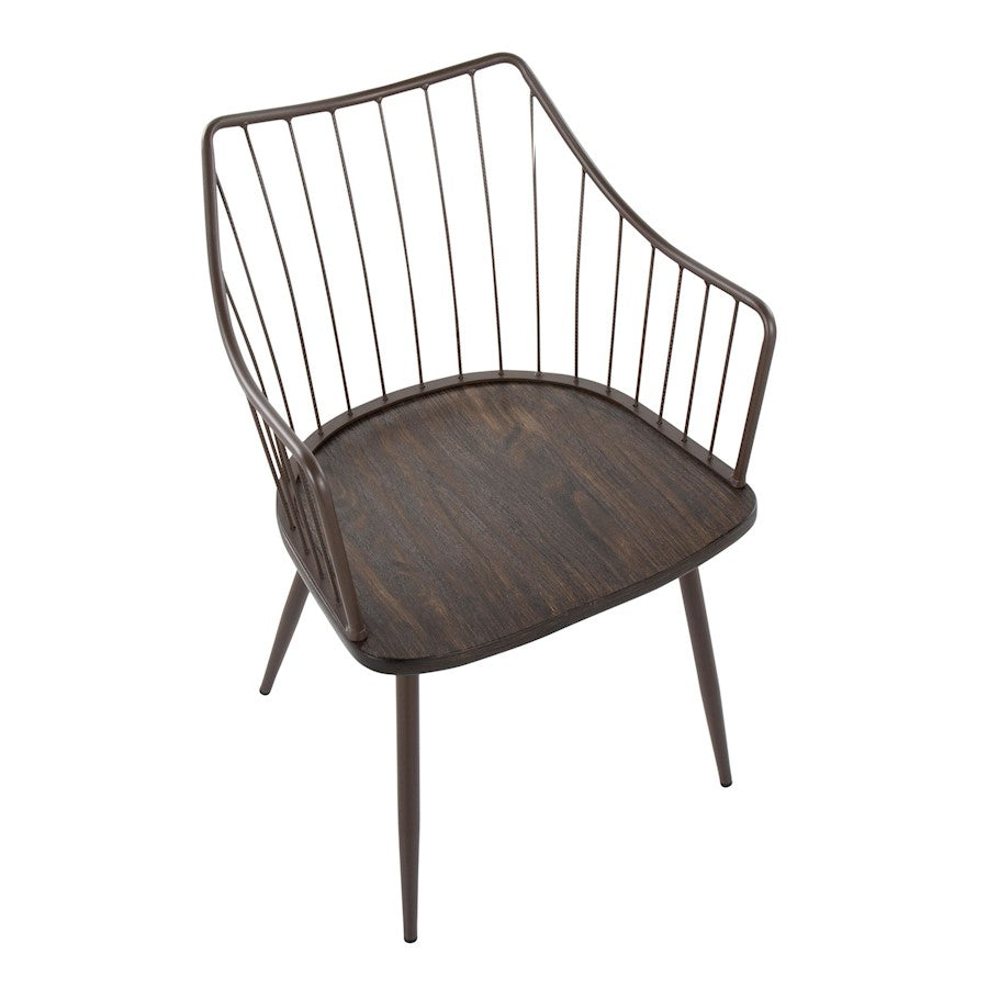 LumiSource Winston Chair | Farmhouse Brown Metal & Dark Walnut Wood | Dining & Living Room Seating | 21 x 20 x 32 in | Model CH-WINSTONBNWL