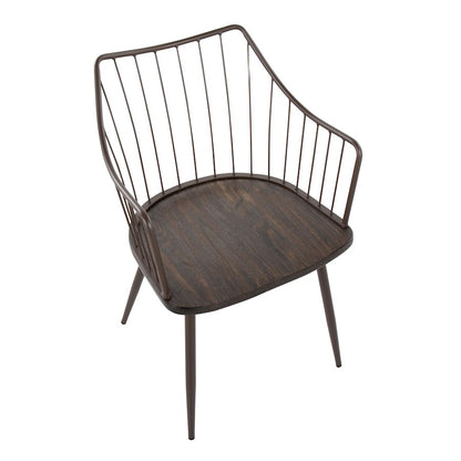 LumiSource Winston Chair | Farmhouse Brown Metal & Dark Walnut Wood | Dining & Living Room Seating | 21 x 20 x 32 in | Model CH-WINSTONBNWL