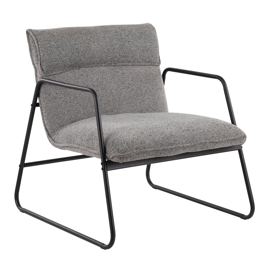 LumiSource Casper Arm Chair | Industrial Black Steel and Grey Noise Fabric | Living Room & Home Office Seating | Model CHR-CASPERARMBKNGY