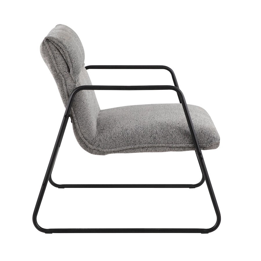 LumiSource Casper Arm Chair | Industrial Black Steel and Grey Noise Fabric | Living Room & Home Office Seating | Model CHR-CASPERARMBKNGY