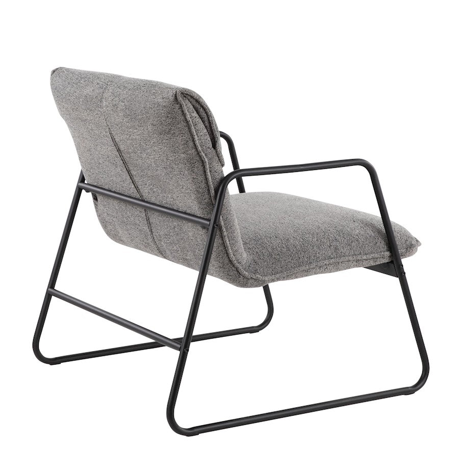 LumiSource Casper Arm Chair | Industrial Black Steel and Grey Noise Fabric | Living Room & Home Office Seating | Model CHR-CASPERARMBKNGY