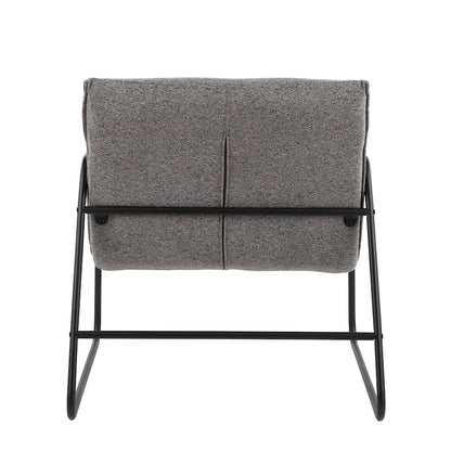 LumiSource Casper Arm Chair | Industrial Black Steel and Grey Noise Fabric | Living Room & Home Office Seating | Model CHR-CASPERARMBKNGY