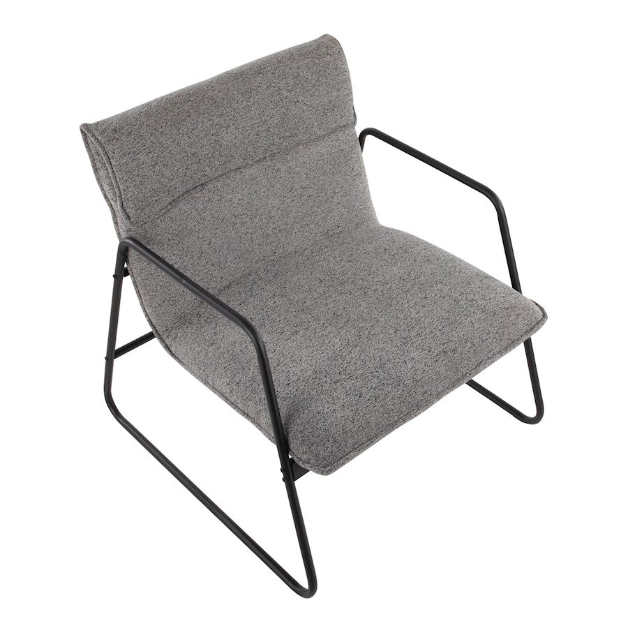 LumiSource Casper Arm Chair | Industrial Black Steel and Grey Noise Fabric | Living Room & Home Office Seating | Model CHR-CASPERARMBKNGY