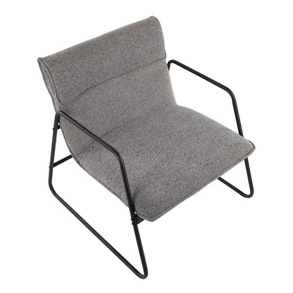 LumiSource Casper Arm Chair | Industrial Black Steel and Grey Noise Fabric | Living Room & Home Office Seating | Model CHR-CASPERARMBKNGY
