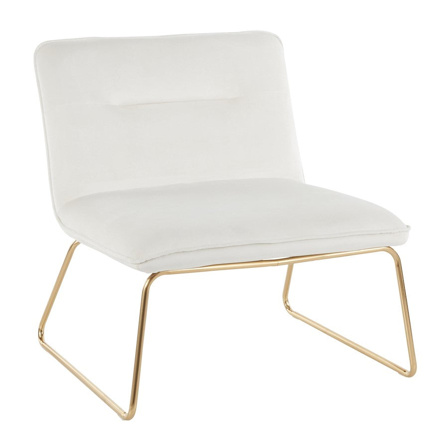 LumiSource Casper Accent Chair | Glam Gold Metal and Cream Velvet | Living Room, Bedroom & Office Seating | 27 x 26 x 30 in | Model CHR-CASPERAUCR