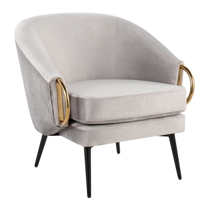 LumiSource Claire Accent Chair | Black Steel, Silver Velvet, Gold Accents | Contemporary Living Room Seating | 28 x 28 x 28 in | Model CHR-CLAIREBKVSV