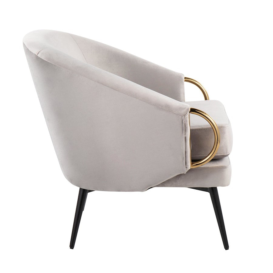 LumiSource Claire Accent Chair | Black Steel, Silver Velvet, Gold Accents | Contemporary Living Room Seating | 28 x 28 x 28 in | Model CHR-CLAIREBKVSV