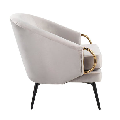 LumiSource Claire Accent Chair | Black Steel, Silver Velvet, Gold Accents | Contemporary Living Room Seating | 28 x 28 x 28 in | Model CHR-CLAIREBKVSV