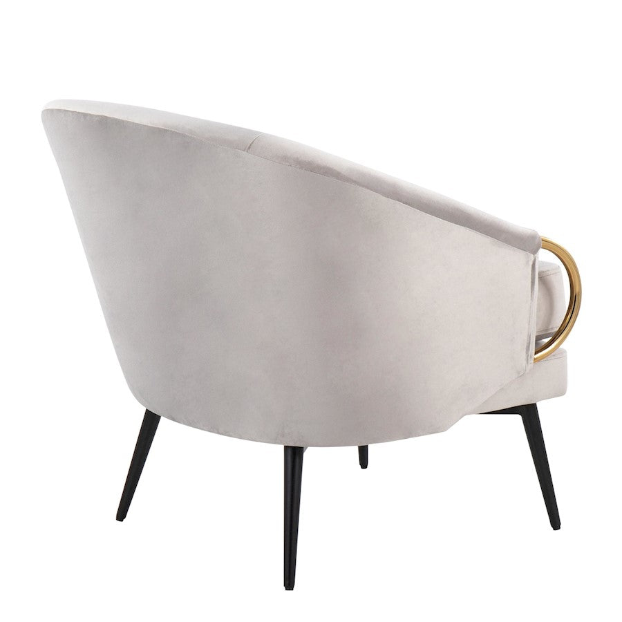 LumiSource Claire Accent Chair | Black Steel, Silver Velvet, Gold Accents | Contemporary Living Room Seating | 28 x 28 x 28 in | Model CHR-CLAIREBKVSV