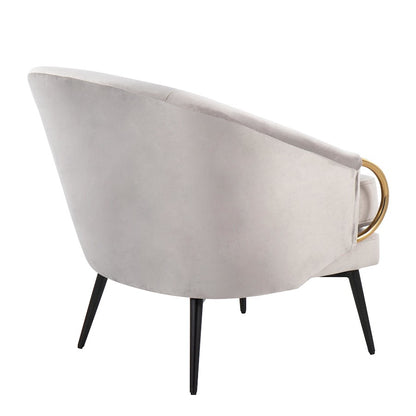 LumiSource Claire Accent Chair | Black Steel, Silver Velvet, Gold Accents | Contemporary Living Room Seating | 28 x 28 x 28 in | Model CHR-CLAIREBKVSV
