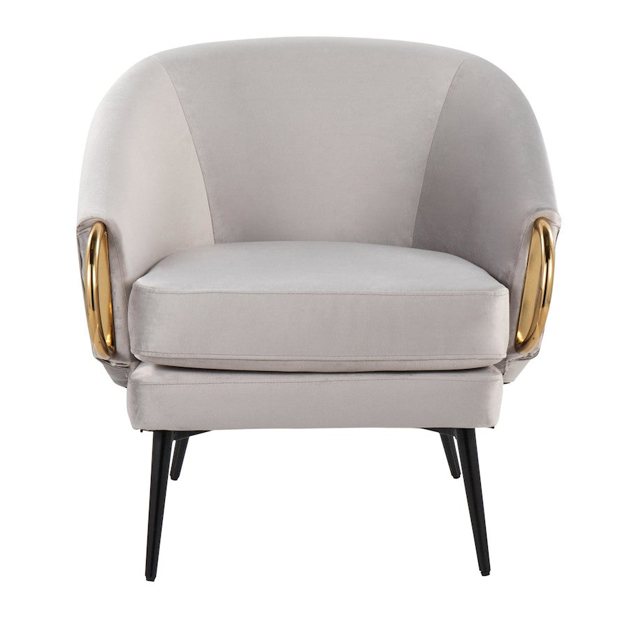 LumiSource Claire Accent Chair | Black Steel, Silver Velvet, Gold Accents | Contemporary Living Room Seating | 28 x 28 x 28 in | Model CHR-CLAIREBKVSV