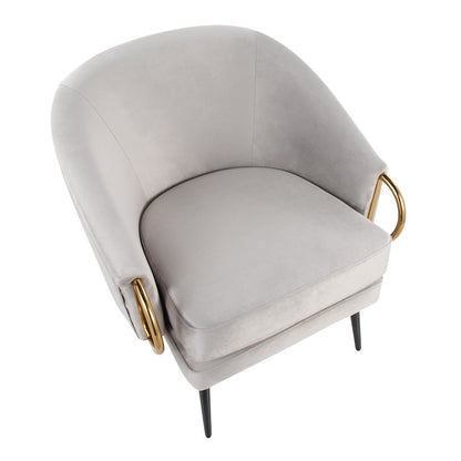 LumiSource Claire Accent Chair | Black Steel, Silver Velvet, Gold Accents | Contemporary Living Room Seating | 28 x 28 x 28 in | Model CHR-CLAIREBKVSV
