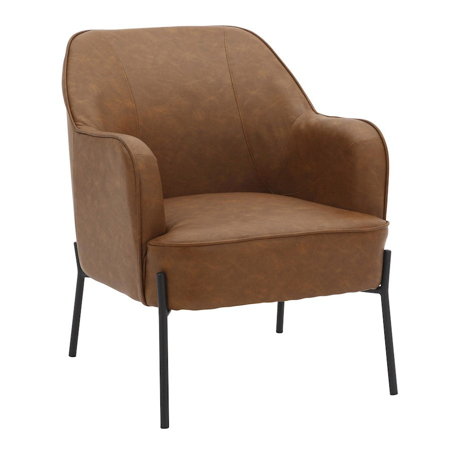 LumiSource Daniella Accent Chair | Black Metal and Camel PU Leather | Contemporary Living Room Seating | 26 x 29 x 32 in | Model CHR-DANIELLABKPUCAM