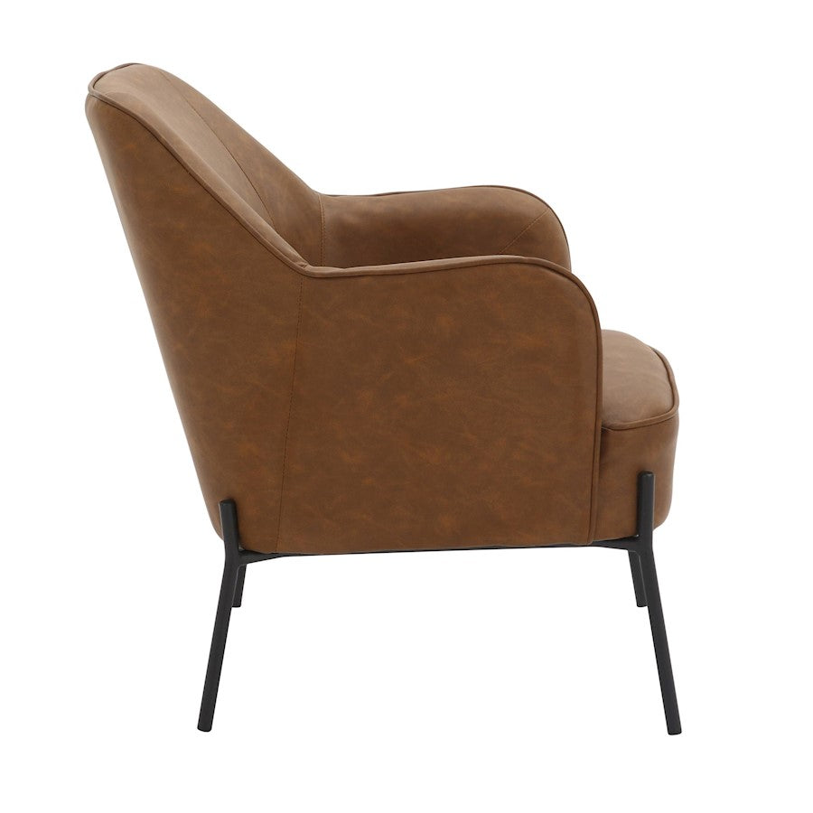 LumiSource Daniella Accent Chair | Black Metal and Camel PU Leather | Contemporary Living Room Seating | 26 x 29 x 32 in | Model CHR-DANIELLABKPUCAM