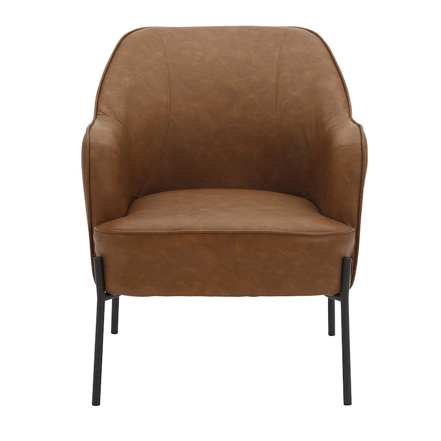 LumiSource Daniella Accent Chair | Black Metal and Camel PU Leather | Contemporary Living Room Seating | 26 x 29 x 32 in | Model CHR-DANIELLABKPUCAM