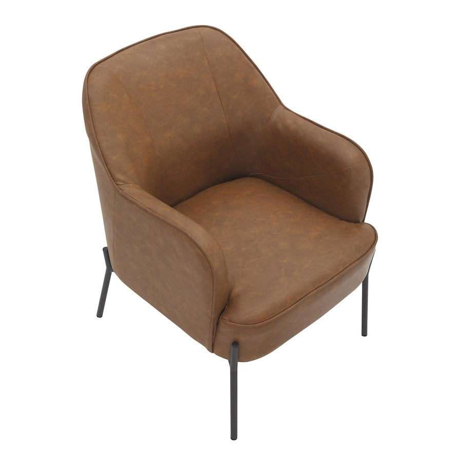LumiSource Daniella Accent Chair | Black Metal and Camel PU Leather | Contemporary Living Room Seating | 26 x 29 x 32 in | Model CHR-DANIELLABKPUCAM