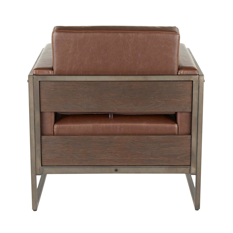 LumiSource Drift Lounge Chair | Antique Metal, Espresso Wood, Brown PU | Living Room & Lounge Seating | 32 x 31 x 34 in | Model CHR-DRIFT2ANBN